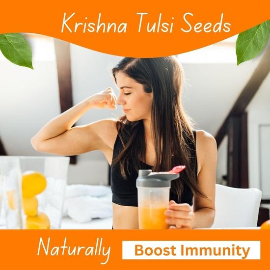 Brijbooti Krishna Tulsi Samen zum Essen (100 Gr) - Shyama Tulsi - Schwarze Samen - Tulsi Samen | FSSAI, GMP, ISO Zertifiziert
