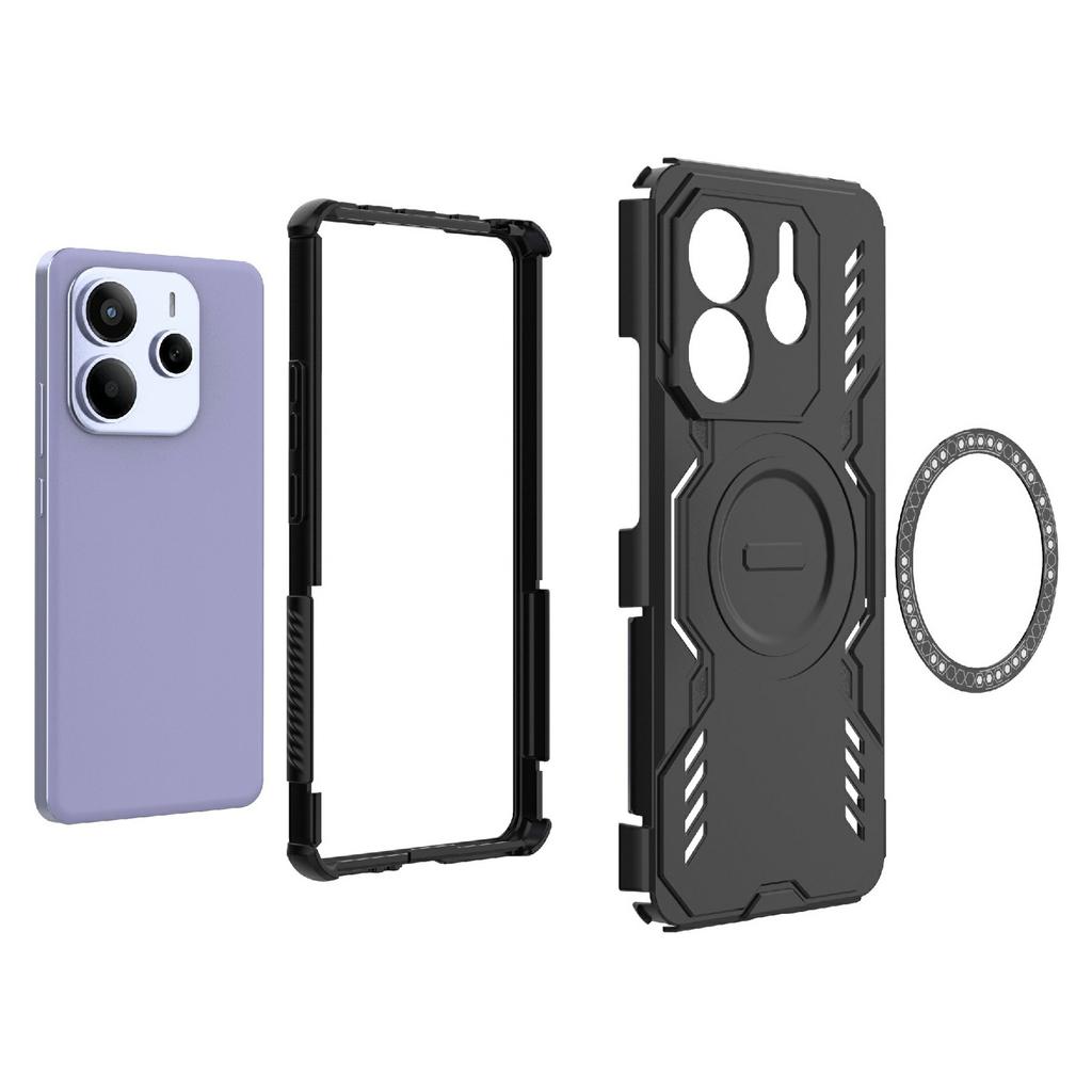 For Xiaomi Redmi Note 14 5G Magnetic Case Butterfly Armor Hollow Heat Dissipation PC + TPU Phone Cover
