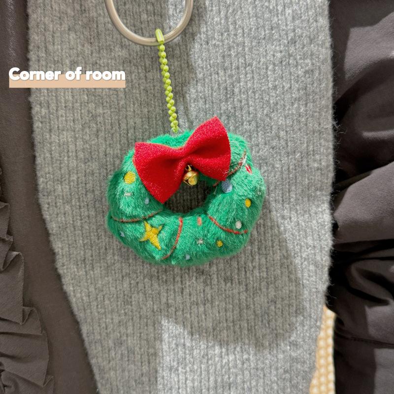 Kawaii Cartoon Plush Santa Claus Christmas Tree Keychain Lovely Christmas Stuffed Doll Toys Backpack Pendant Accessories Gifts