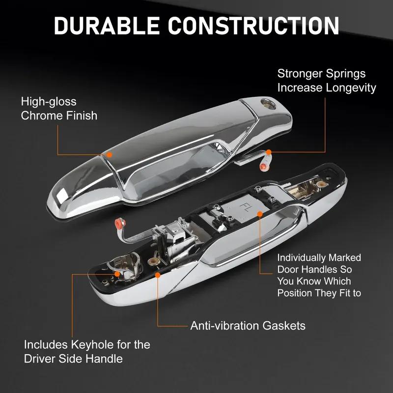4 szt. Chromowane Czarne Klamki Drzwi Wymienne Przednie Tylne do Yukon Truck Cadillac Escalade 2007-2014 i Chevy Silverado GMC Sierra