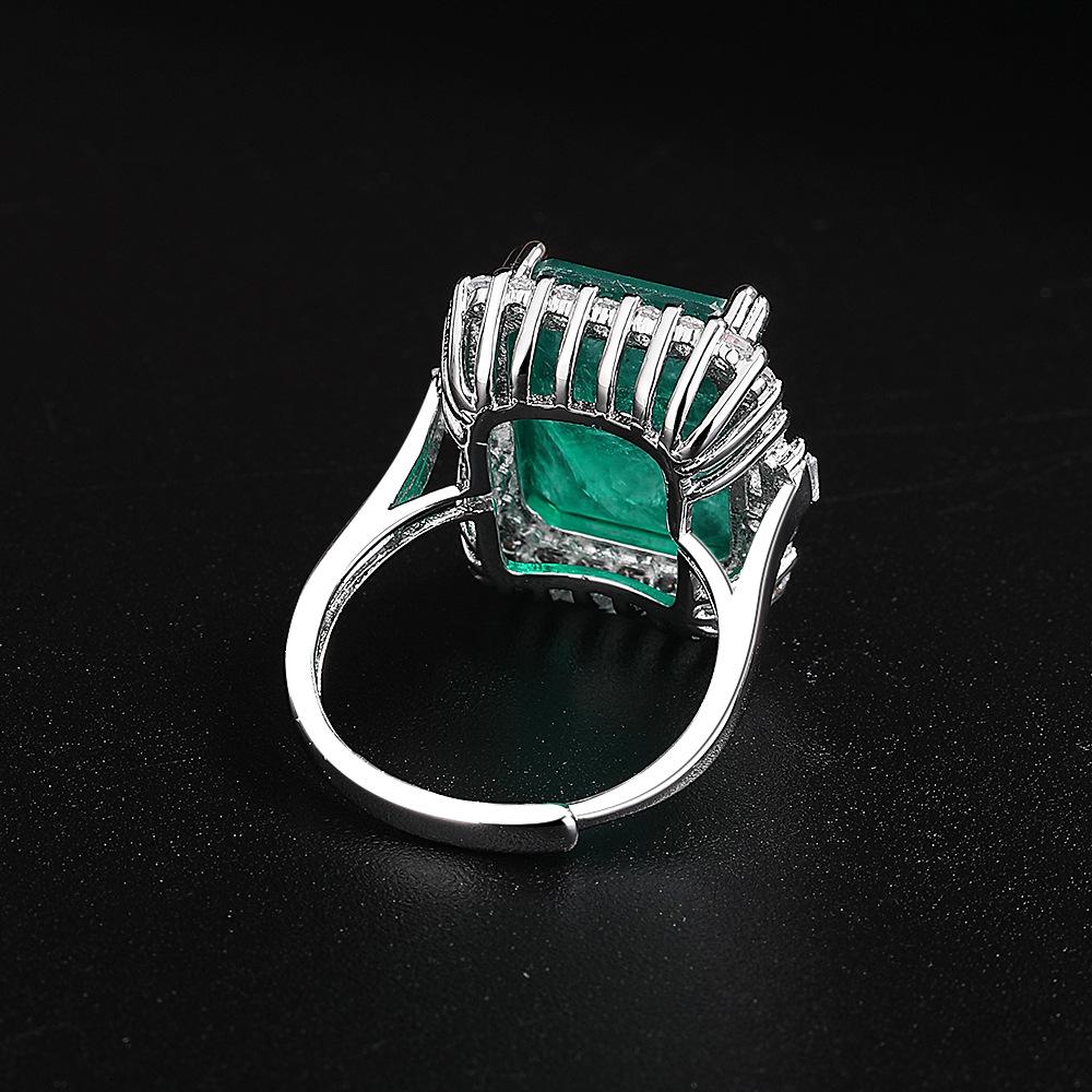 2026 Jewelry Exquisite Accessories Retro Zircon Inlaid Princess Square Main Stone Adjustment Finger