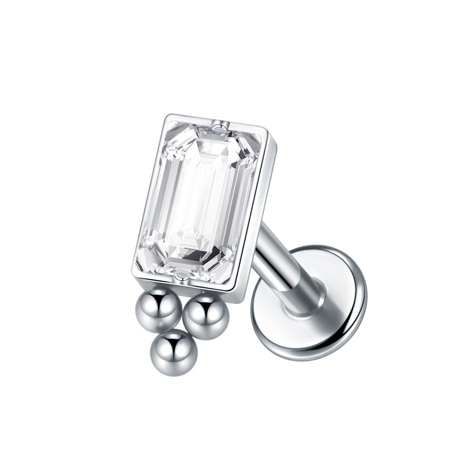 1Pc G23 Titanium Cz Crystal Ear Cartilage Tragus Helix Daith Piercing Internal Thread Lip Stud Labret Piercing Body Jewelry 16G