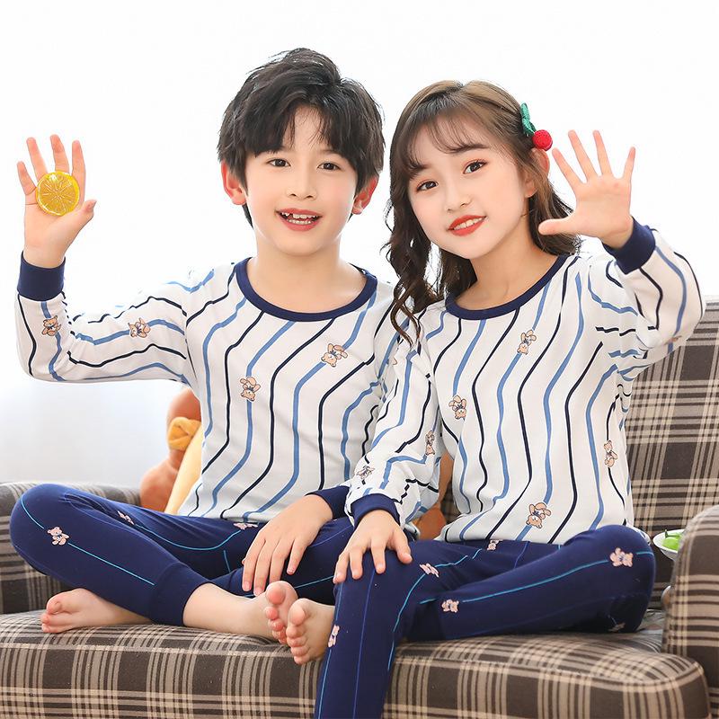 Children's Cartoon Cotton Sweater & Pants Set: Autumn/Winter Pajamas or Homewear