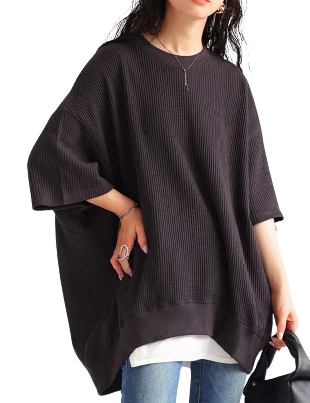 

antiqua Вафельный укороченный однотонный футболка женская, рукав, цвет, PN-00493, 15,