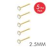 5Pcs CZ Gem Stainless Steel Nose Piercing Stud Crystal Nariz Body Jewelry S L Bone Shape Nostril Rings for Women Girl 20g 0.8mm
