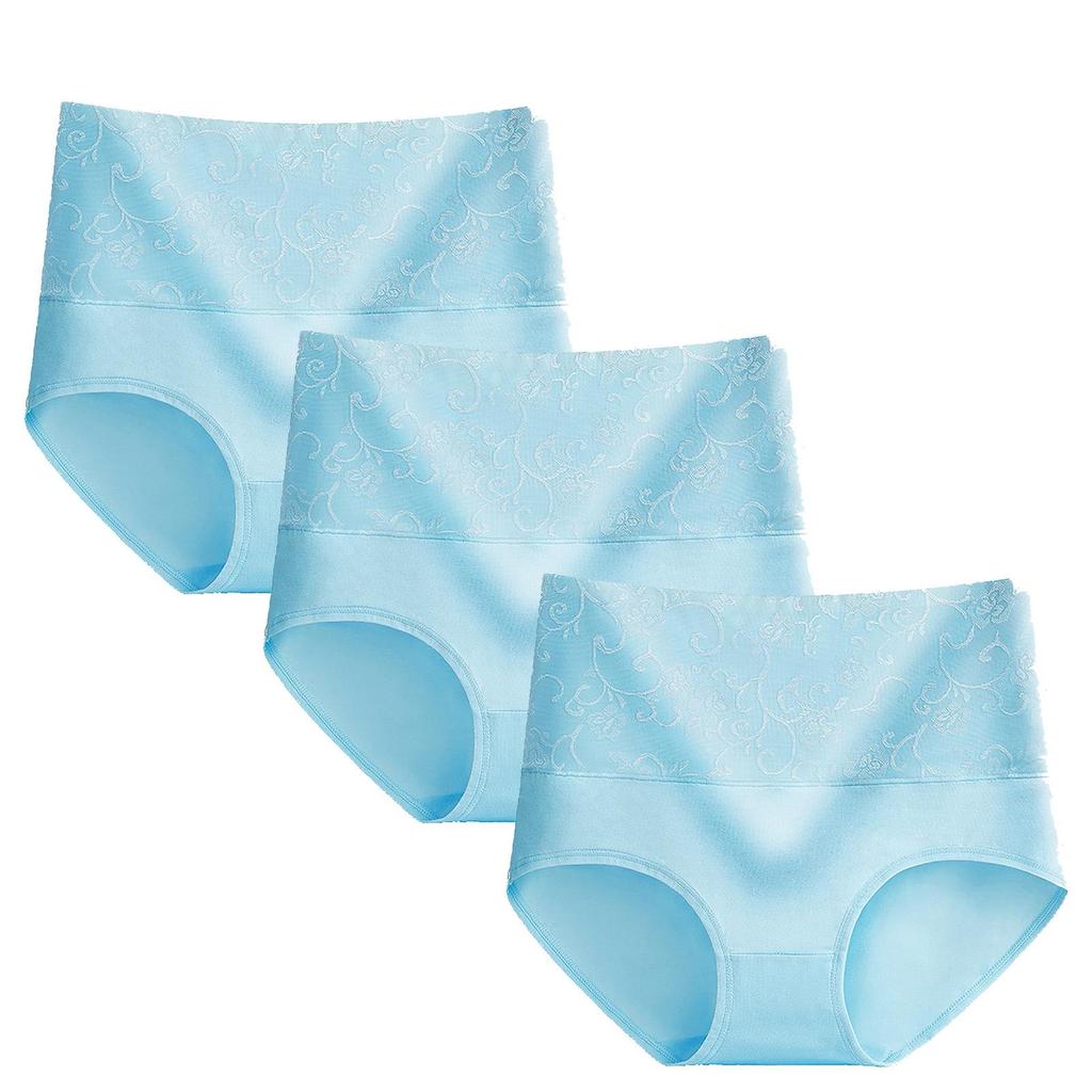Set of 3 High-Waisted Women's Jacquard Panties - Sexy, Postpartum Abdomen Control, Hip Lift Design.