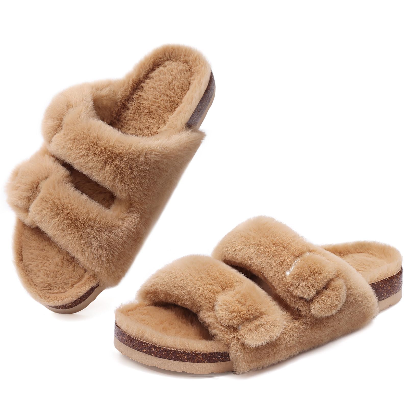 

Fashion Smile Winter Fuzzy Clogs Slippers Women Fashion Outdoor Warm Fur Suede Slides Plush Lined Potato Shoes Fluffy Cotton Slippers 36