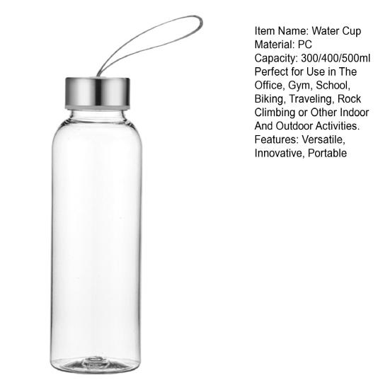 Plastic Water Bottle Leak Proof Portable Transparent Water Cup with Sealing Lid And Strap Water Container for Hot Cold Drinks Outdoor Office Travel