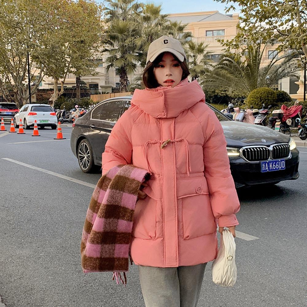 New Winter Medium and Long Fashion Cotton-padded Clothes Hooded Warm Loose Bread Clothes Coat Thick