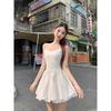 Women's White Ballet Spaghetti Strap Dress with Slimming Waist and Bud Short Skirt - Summer 2026 Collection.