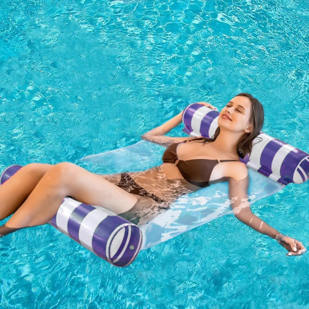 2-Pack Swimming Pool Float Hammock, Multi-Purpose Inflatable Hammock Pool Hammock (Saddle, Lounge