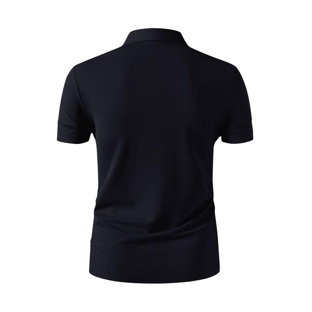 Men's Plus Size Summer Short Sleeve Zipper Polo - Casual, Breathable, High Elastic Pique Mesh Top