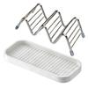 Stainless Steel Soap Dish with Tray Self-draining Soap Holder Sponge Drain Rack for Bathroom Storing Soap Cleaning Brushes