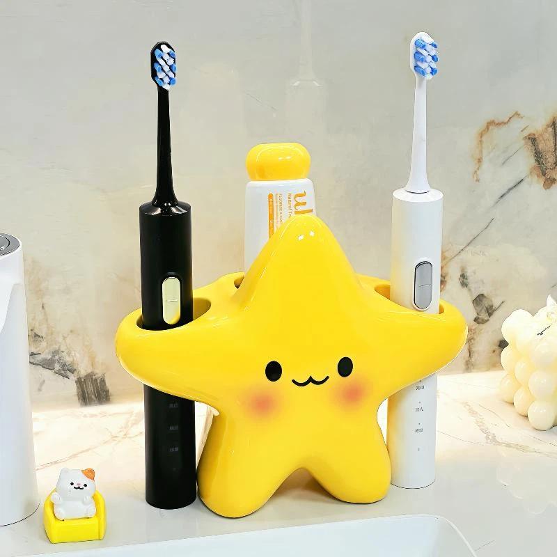 1Pc Creative Plastic Pen Holder Star Shaped Waterproof Electric Toothbrush Holder Space Saving Portable Toothbrush Storage Rack