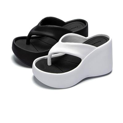 Women Outdoor Slippers with Sloping Heels Thick Sole Flip Flops for Summer Wear Elevated EVA Flip Flops for Outdoor Wear