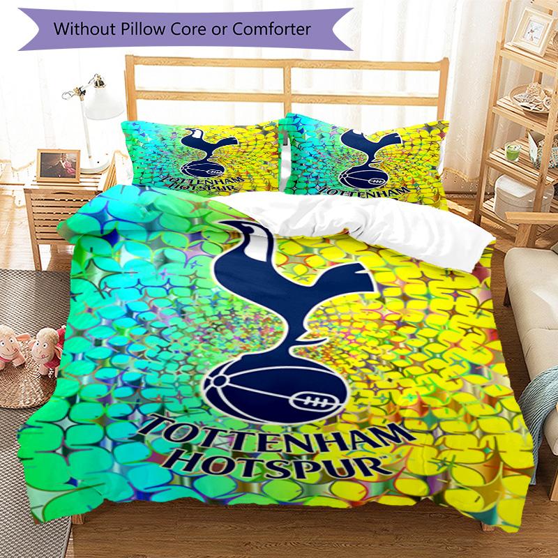Tottenham Hotspur F.C Design Printed Pattern Duvet Cover Set – Includes 1 Duvet Cover and 2 Matching Pillowcases Bedroom Decor Christmas Gifts