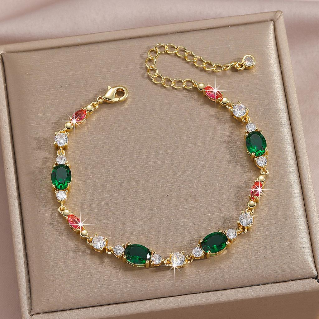 Luxury Gold-Plated Copper Zircon Leaf Bracelet, High Quality Jewelry