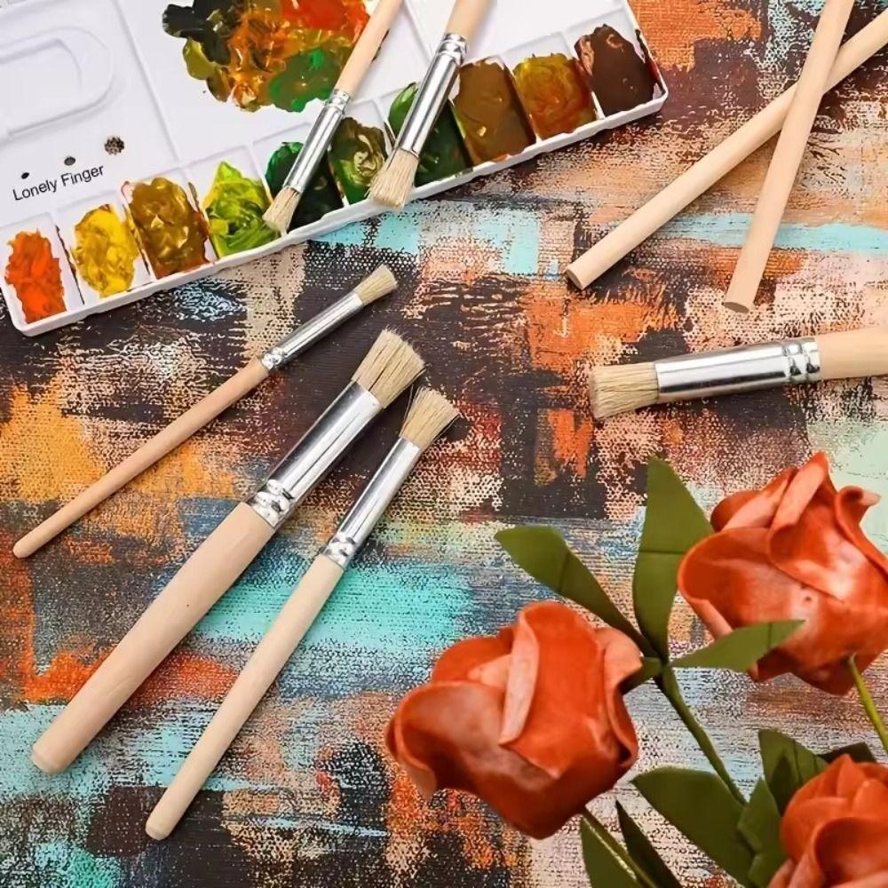 Bristle Hair Wooden Handle Stencil Paint Brushes Professional Painting Brush  Students Stationery