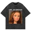 Cotton Vintage Washed Kawaii Disgusting Doll Face Funny Meme T Shirt  Fashion Menwomen Male Acid Wash Tees Vintage