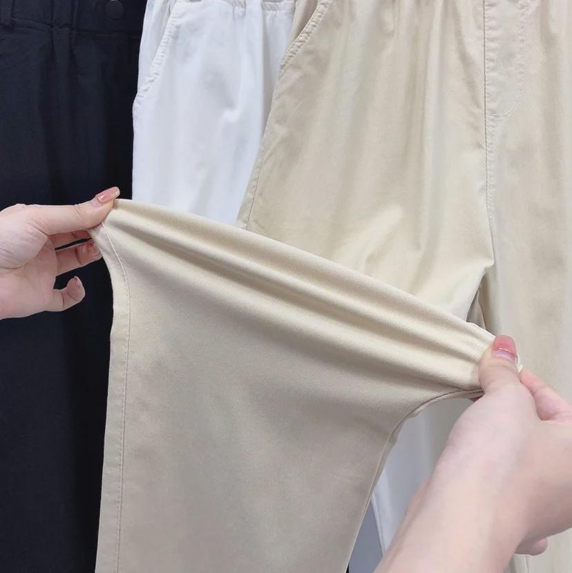 Women's Summer Slim Tencel Carrot Pants - Elastic Waist, Tapered, Nine-Point Harem Style