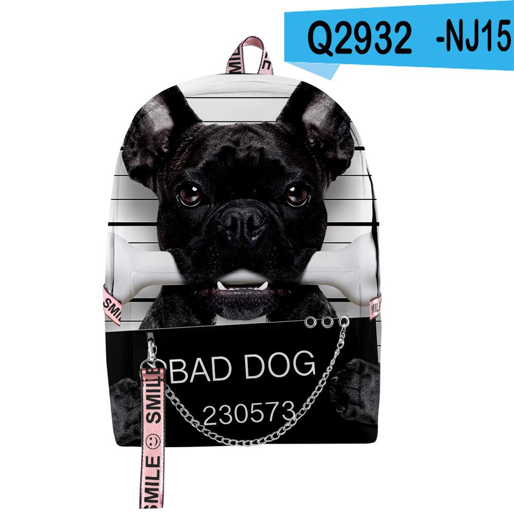Classic Novelty Lovely French Bulldog School Bags Unisex 3D Print Oxford Waterproof Notebook multifunction Travel Backpacks
