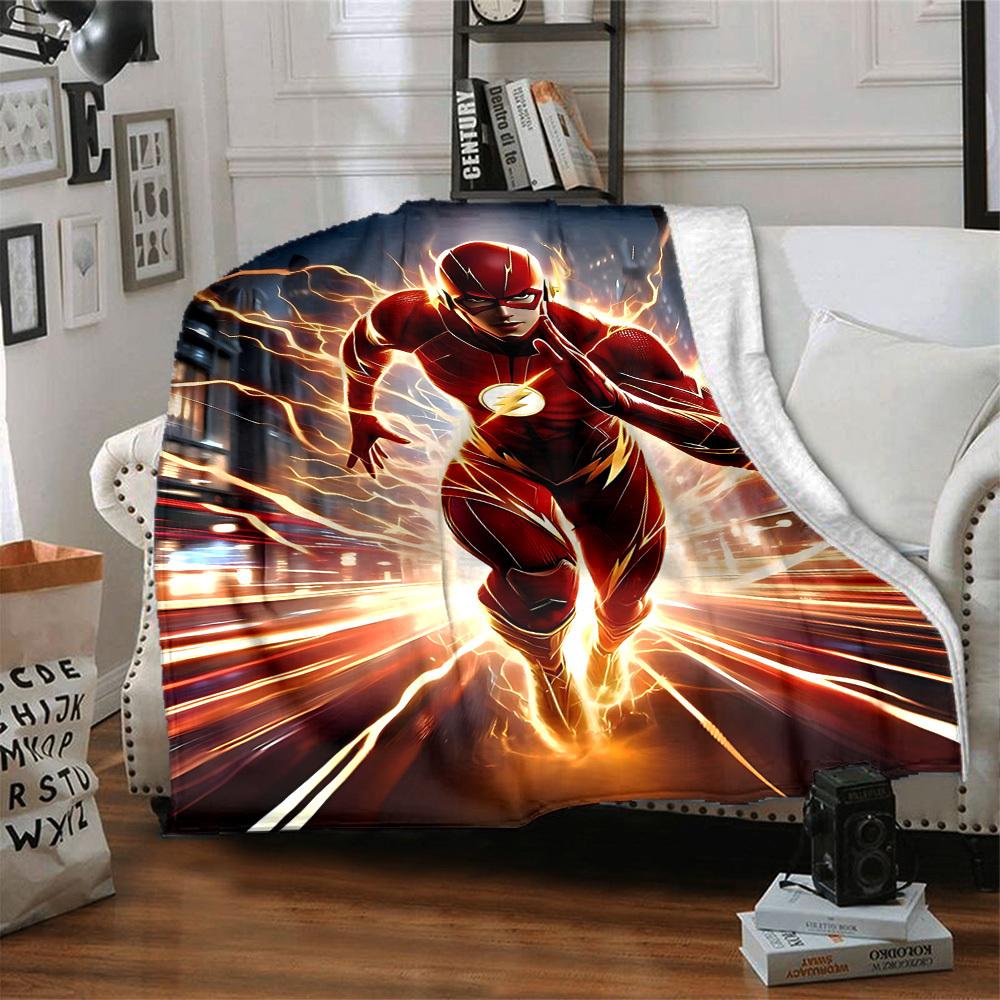1pc Flash Speed Flannel Throw Blanket - HD Printed Lightweight Soft Warm All-Season Blanket for Sofa, Bed, Travel, Camping 150