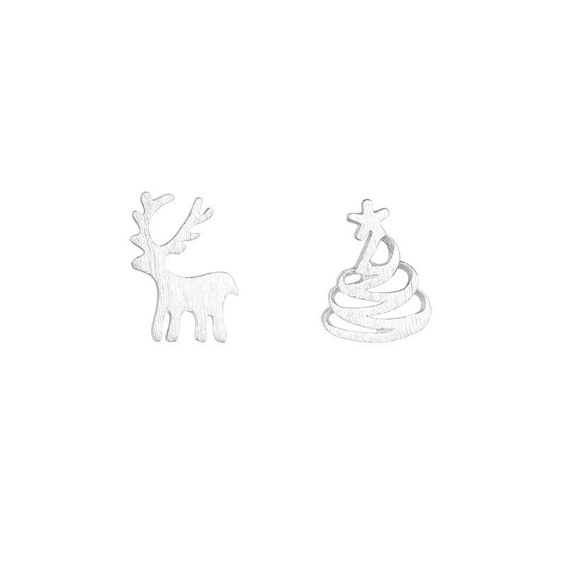 Asymmetrische Rentier & Stern Weihnachtsbaum Ohrstecker - Minimalistisches High-End Design