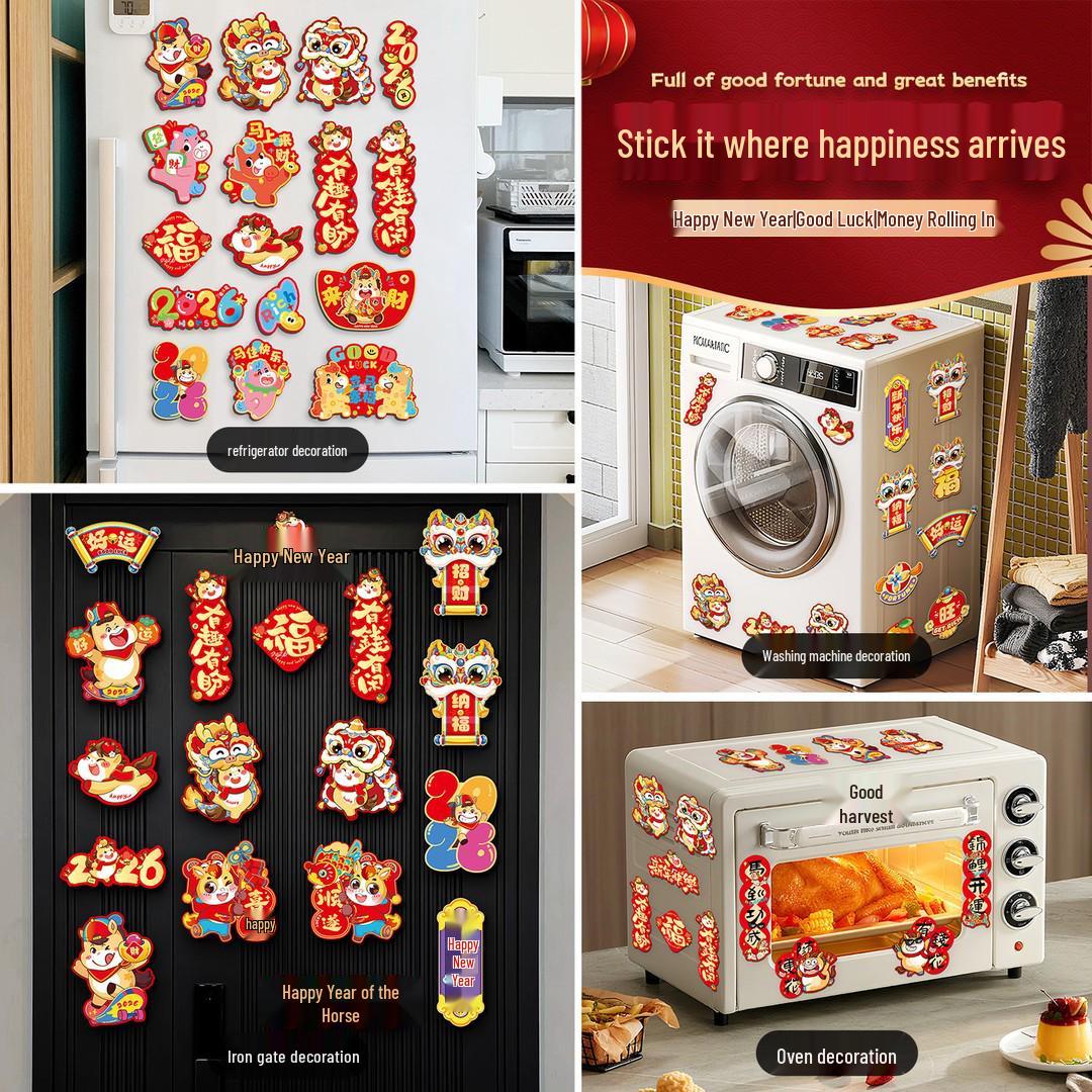 

2026 Year of the Horse Magnetic Refrigerator Decorations: Chinese New Year Fu Character Magnets