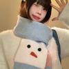 Korean Style Cashmere Blend Scarf Lightweight Knitted Shawl Snowman Pattern Scarf  Women/Men