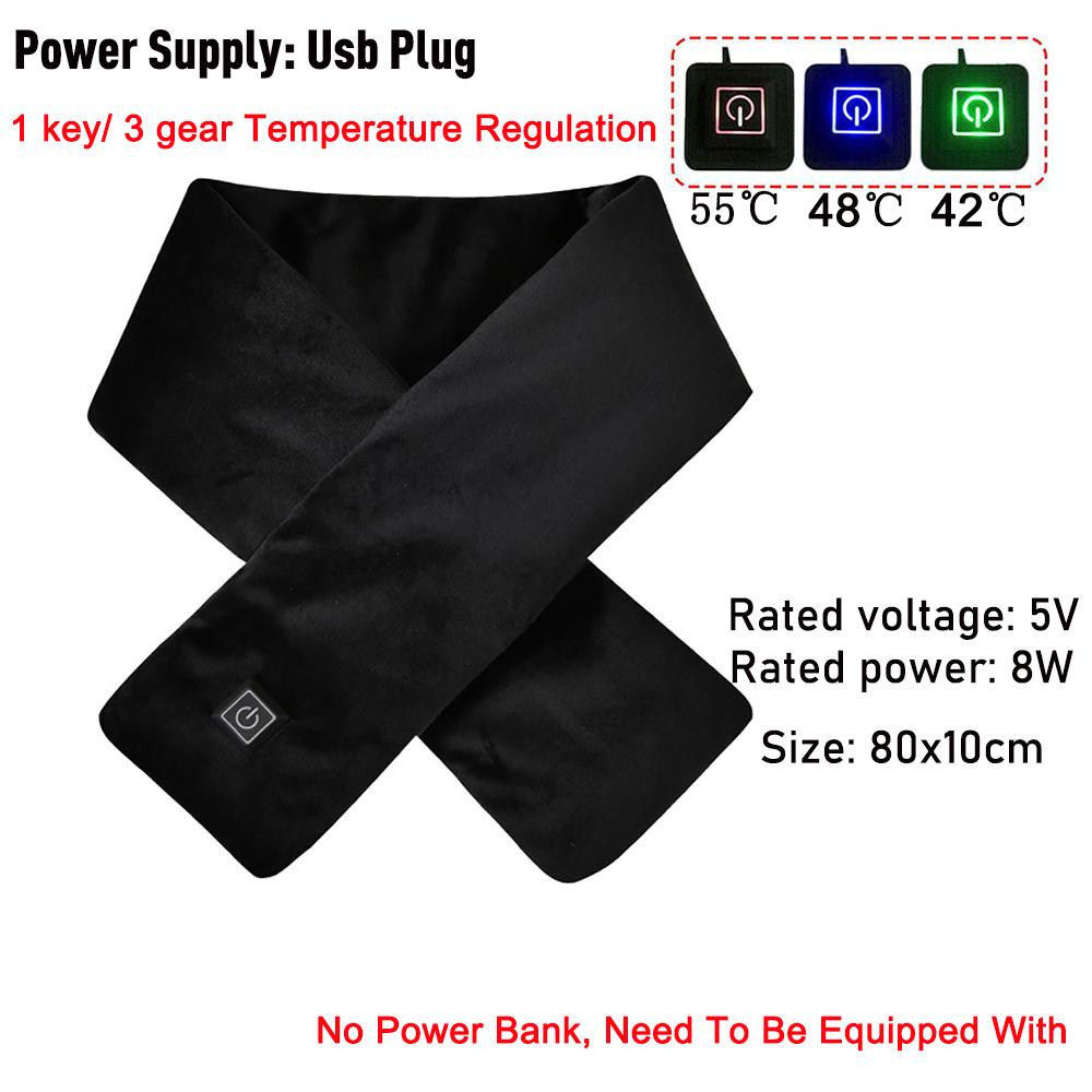 USB Women Men Heating Scarf Temperature Scarf 3 Gears Adjustable USB Charging Heat Control Neck Warmer For Cycling Camping