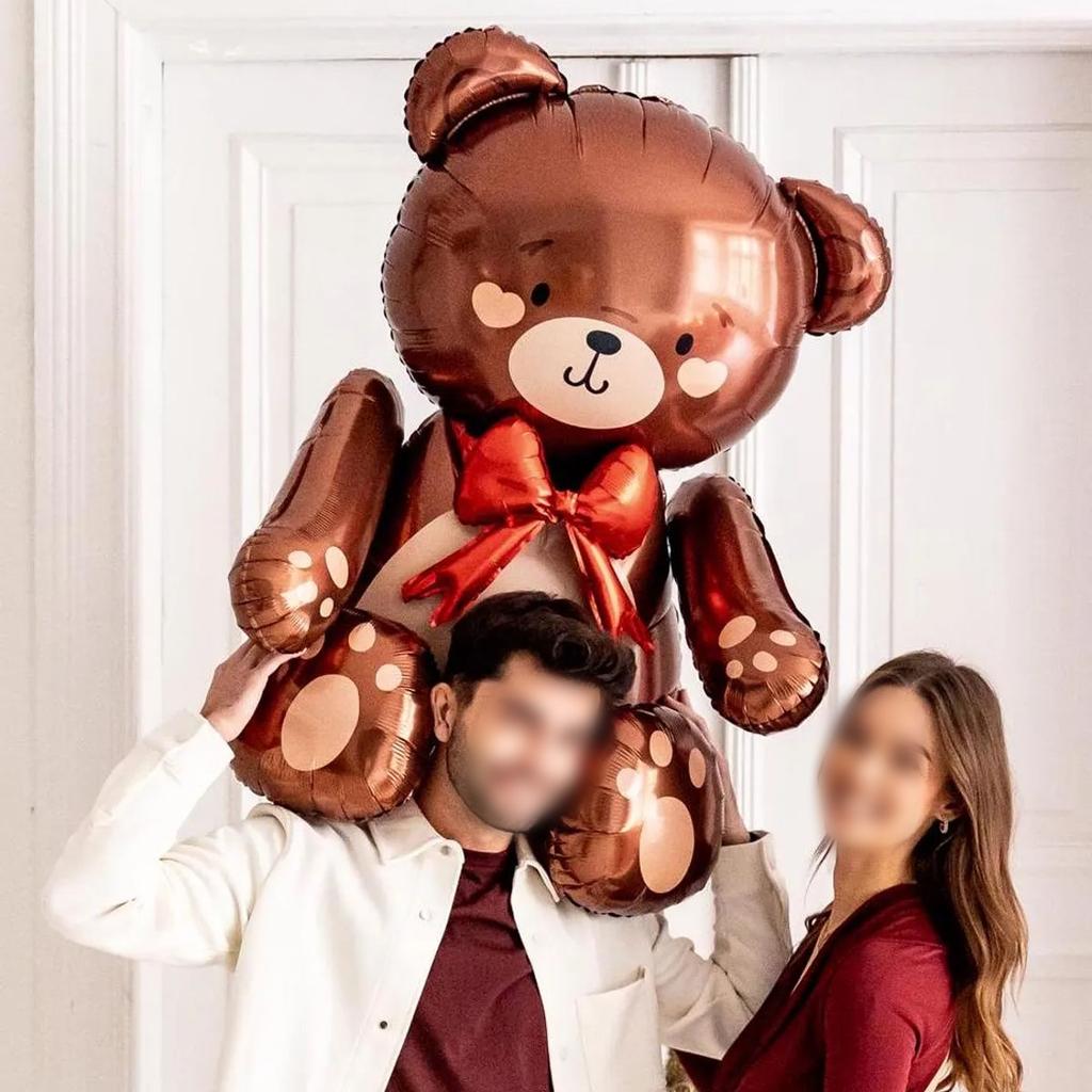 1pc3D Cute Cartoon Embracing Bear Aluminum Film Balloon for Birthday Party, Valentine's Day, Bridal Gift Party, Wedding, Shower
