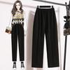 DIMANAF 2025 Plusstorlek Långbyxor Vinter Dam Elastisk Midja Lös Vintage Lös Casual Grundläggande Enfärgade Byxor Byxor