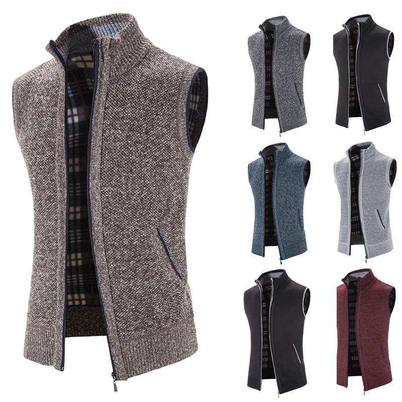 Podzimní a zimní vesta Ležérní svetr Cardigan Vesta pro muže středního věku s otcem