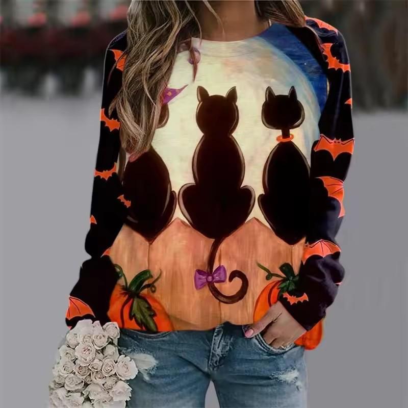 Fall Winter Pullover Women's Graphic Geometric Retro Sweatshirt 3D Prints O-Neck Long Sleeve Tops Women's Apparel Streetwear