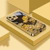 Golden Flowers And Phoenixes For IPhone 16 Pro Max 15 P Ro 14 M Ax 13 Plus 12 Mini 11 XS Max XR Golden Tempered Glass Phone Case