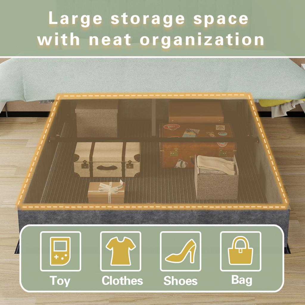 Modern Upholstered Bed with Comfortable Headboard, 160x200 cm, Grey, Multi-Functional Bedroom Furniture, High-Profile Storage Base, Included mattress.