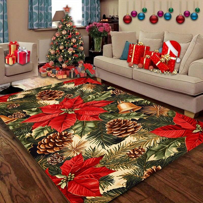 Crystal Velvet Large Rectangle Holiday Home Decor Print Area Rug - Carpet Chair Mats - Non-Slip, Durable, Decorative Poly