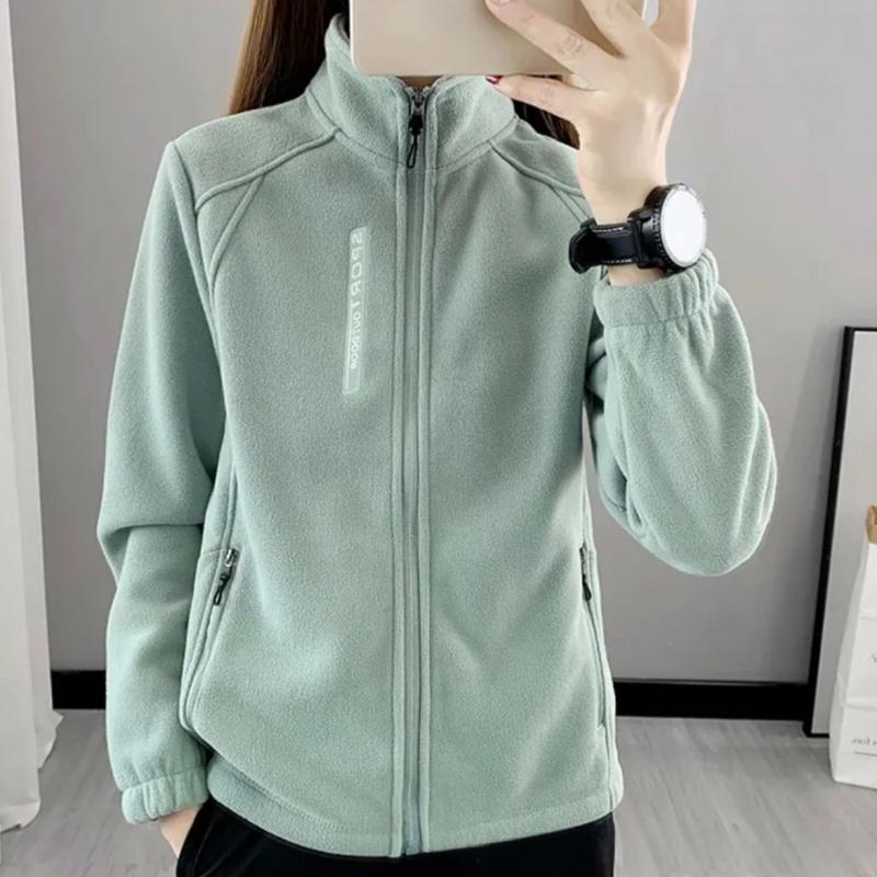 Casaco de lã de outono e inverno feminino casual casaco de lã gola alta cardigan grosso esportes ao ar livre quente com capuz top