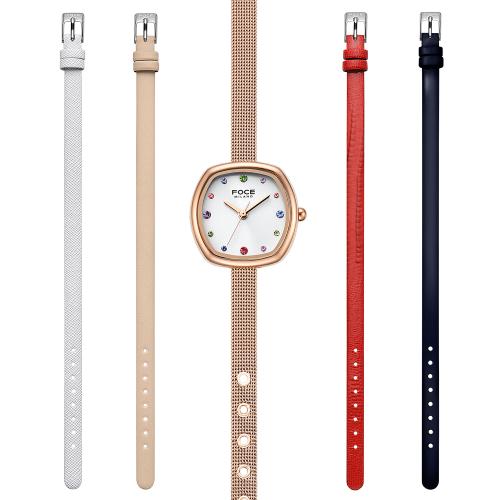 

[FOCE Lady] FOCE Lady Women s Mesh Band Leather Band Wristwatch 5-Piece Set FM2016WRG-SET FM2016WRG-SET