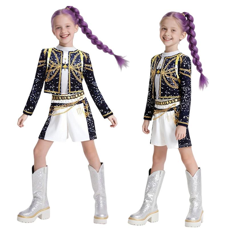 Kpop Kids Girls Hunters Rumi Mira Zoey Cosplay Costume Anime Hunters Carnival Costume Wig Suit Halloween Costume for Child