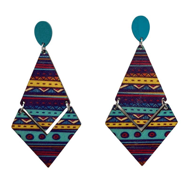 Bohemian Style Exaggerated European and American Long Contrasting Color Earrings, Fashionable and Versatile Holiday Vintage Accessories