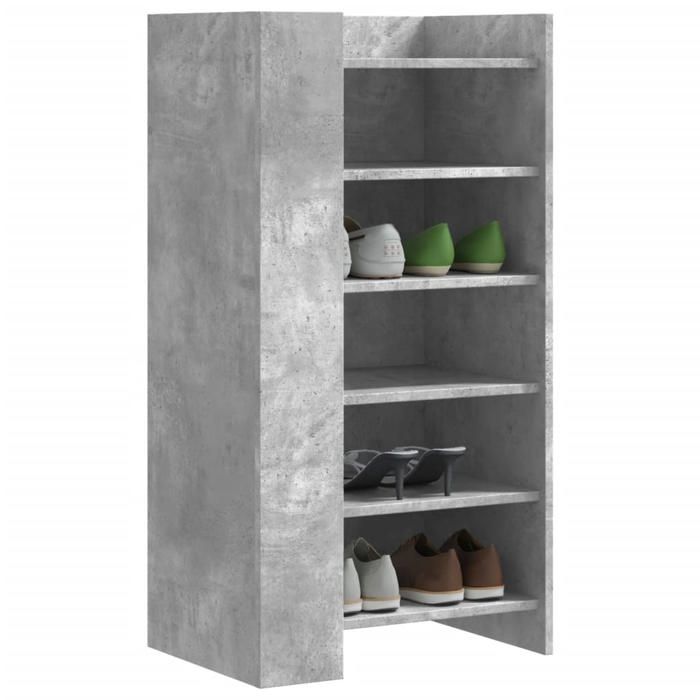 VidaXL Armoire à chaussures gris béton 52x37,5x100cm bois d'ingénierie, rangement de chaussures, armoire de rangement de 848447