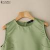 ZANZEA Women Casual Round Neck Summer Sleeveless Dress Sundress