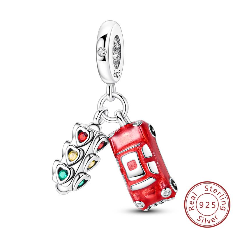 Red Series Charms Beads Pendan Copper Suitcase Red Wine High Heels Cherry Charm Fit Original Bracelet Woman Jewelry