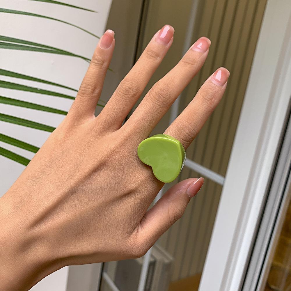 Simplicity Peach Heart Shaped Ring Personality Ring New Resin Geometric Ring