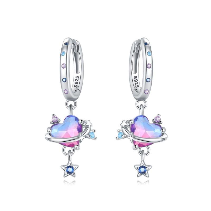 New 925 Silver Heart Hoop Earrings Inlaid Zircon CZ Infinity Love Golden Earrings For Women Wedding Gift Luxury Jewelry