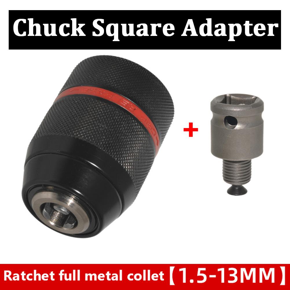 Professional Metal Heavy Duty 1/2-20UNF 0.8-13mm Keyless Drill Chuck Hex Shank/SDS/Socket Square Female Adapter Hardware Tools