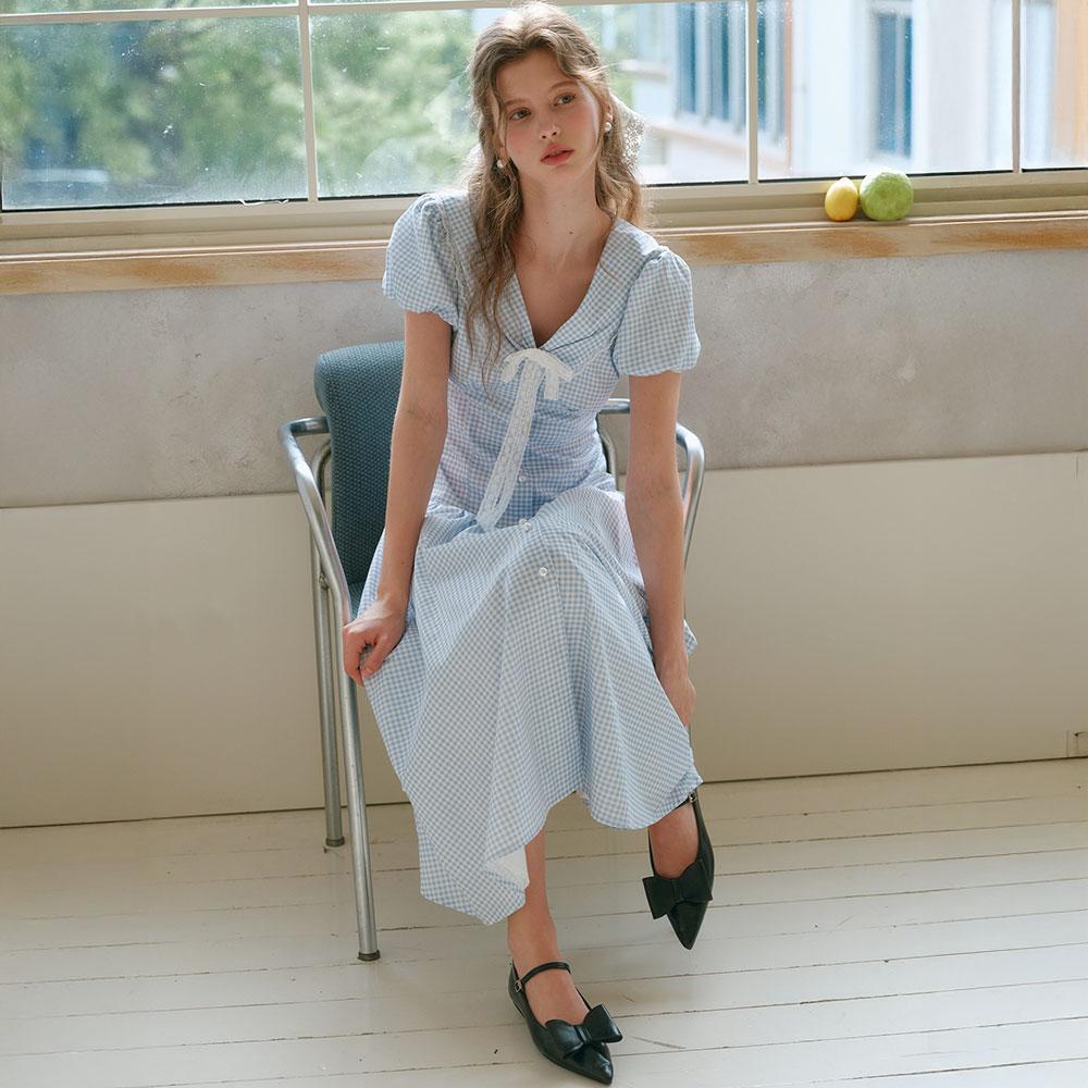 Ceme Adu Cest_Gingham Puff Sleeve Shirt Dress