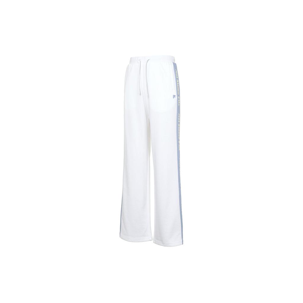 Fila Fusion 2023 Autumn New Fashion Retro Sports Casual Knitted Long Pants Loose Wide Leg Pants Women bottoms Standard-White T11W333607F-WT