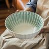 Tigela Cerâmica Canelada Retrô Tigela Redonda de Alto Valor Louça Tigela de Sopa Doméstica Tigela Grande para Legumes Tigela de Salada